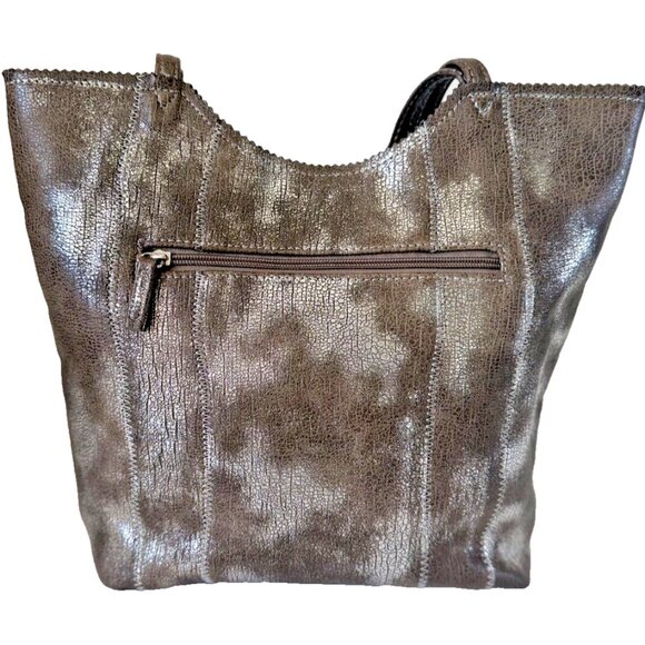 Sondra Roberts Squared Hand Shoulder Bag/Tote Brown Iridescent Silver Metallic - Picture 1 of 16